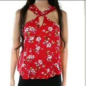 ABOUND Halter top red floral